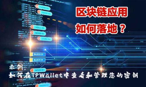 示例：
如何在TPWallet中查看和管理您的密钥